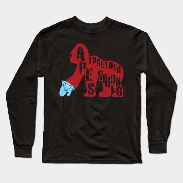 Diamond Hand Apes Together Strong Red Version Long Sleeve T-Shirt by pelagio